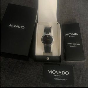 Men's Movado Museum Stainless Steel Black Face Watch Model 84 45 1891